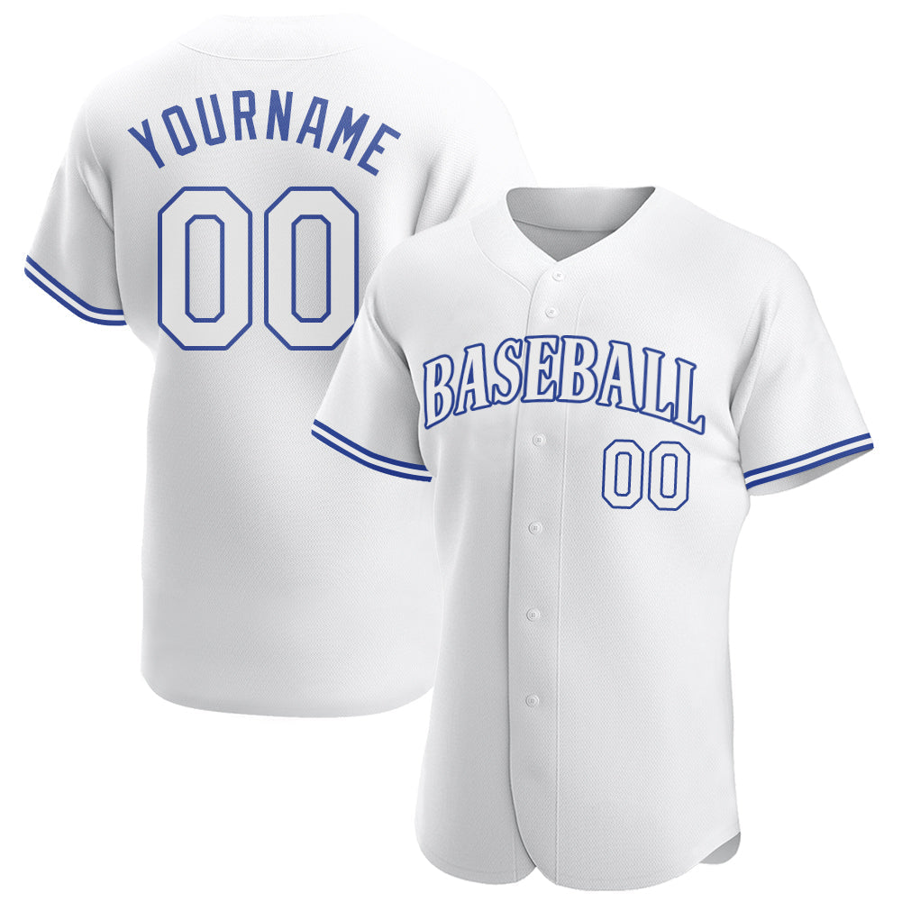 Custom White White-Royal Authentic Baseball Jersey - Sky-Custom