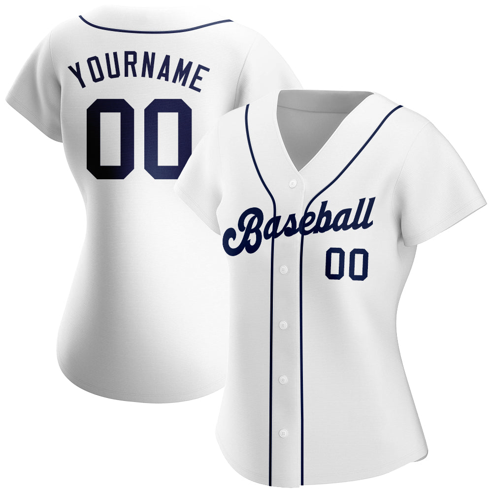Custom White Navy Authentic Baseball Jersey - Sky-Custom
