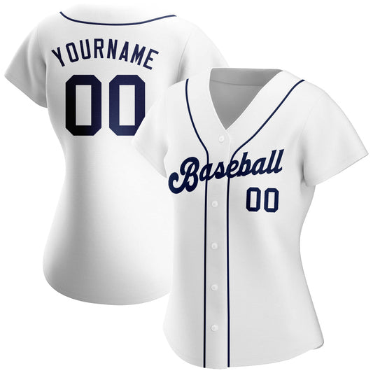 Custom White Navy Authentic Baseball Jersey - Sky-Custom