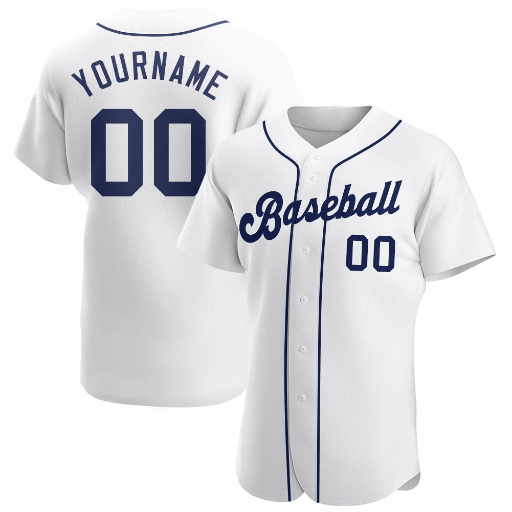 Custom White Navy Authentic Baseball Jersey - Sky-Custom