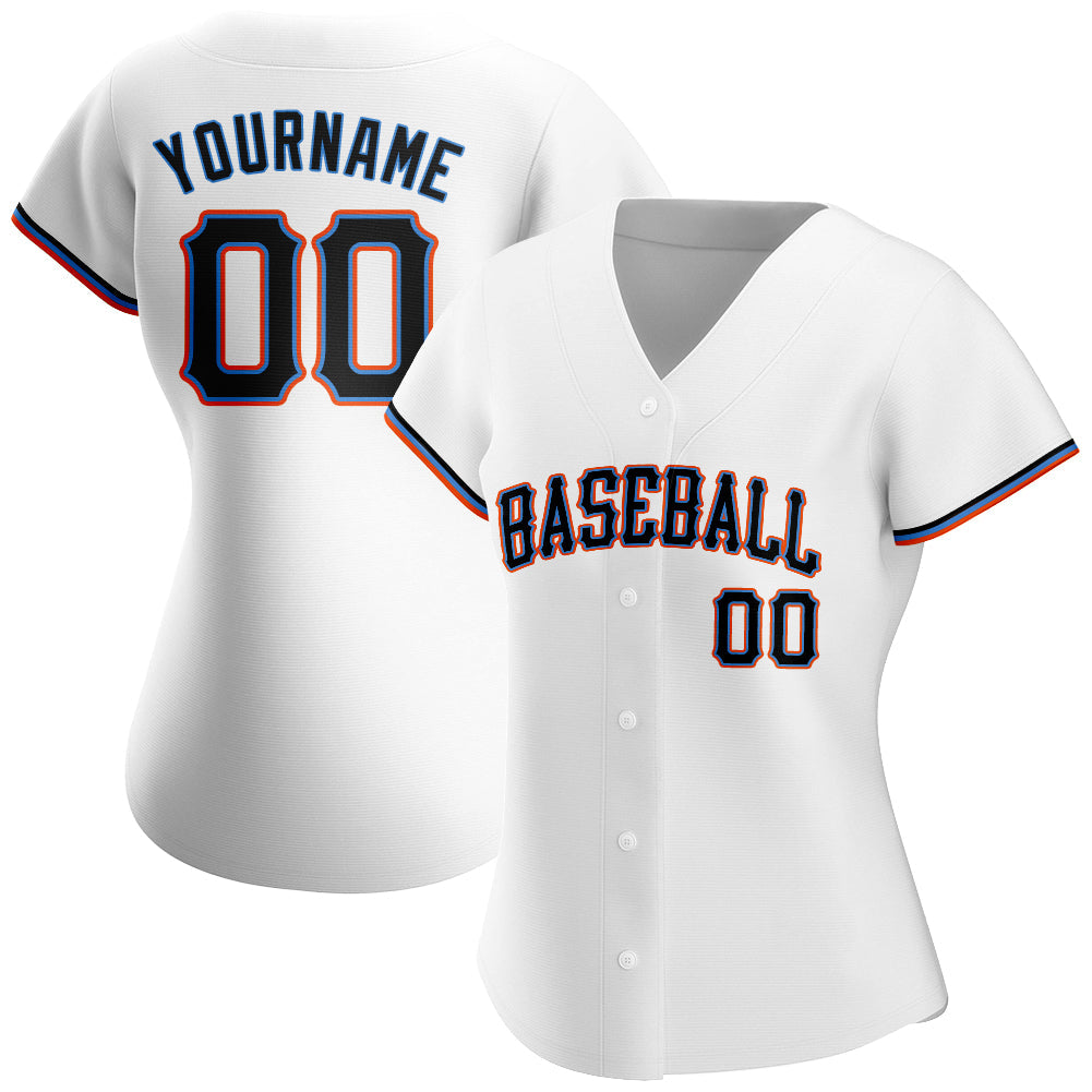Custom White Black-Powder Blue Authentic Baseball Jersey - Sky-Custom