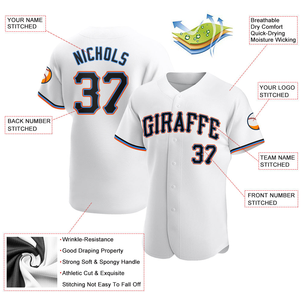 Custom White Black-Powder Blue Authentic Baseball Jersey - Sky-Custom