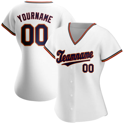 Custom White Navy-Red Authentic Baseball Jersey - Sky-Custom