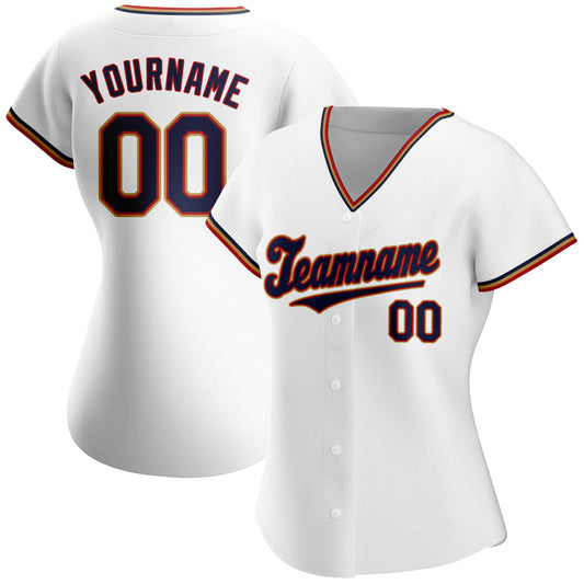 Custom White Navy-Red Authentic Baseball Jersey - Sky-Custom
