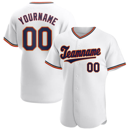 Custom White Navy-Red Authentic Baseball Jersey - Sky-Custom