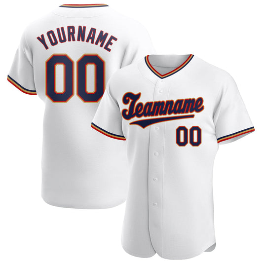 Custom White Navy-Red Authentic Baseball Jersey - Sky-Custom