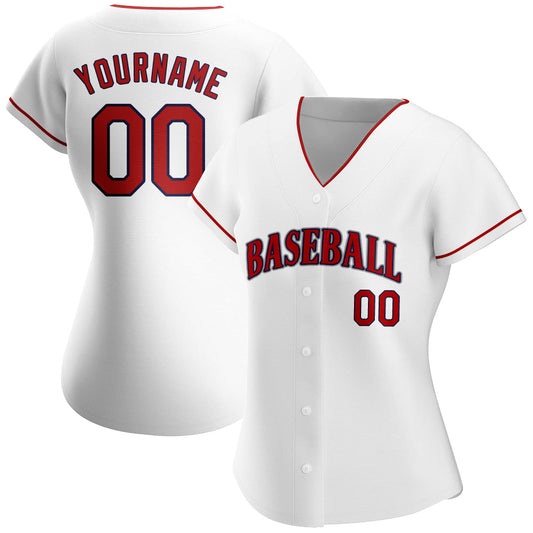 Custom White Red-Navy Authentic Baseball Jersey - Sky-Custom