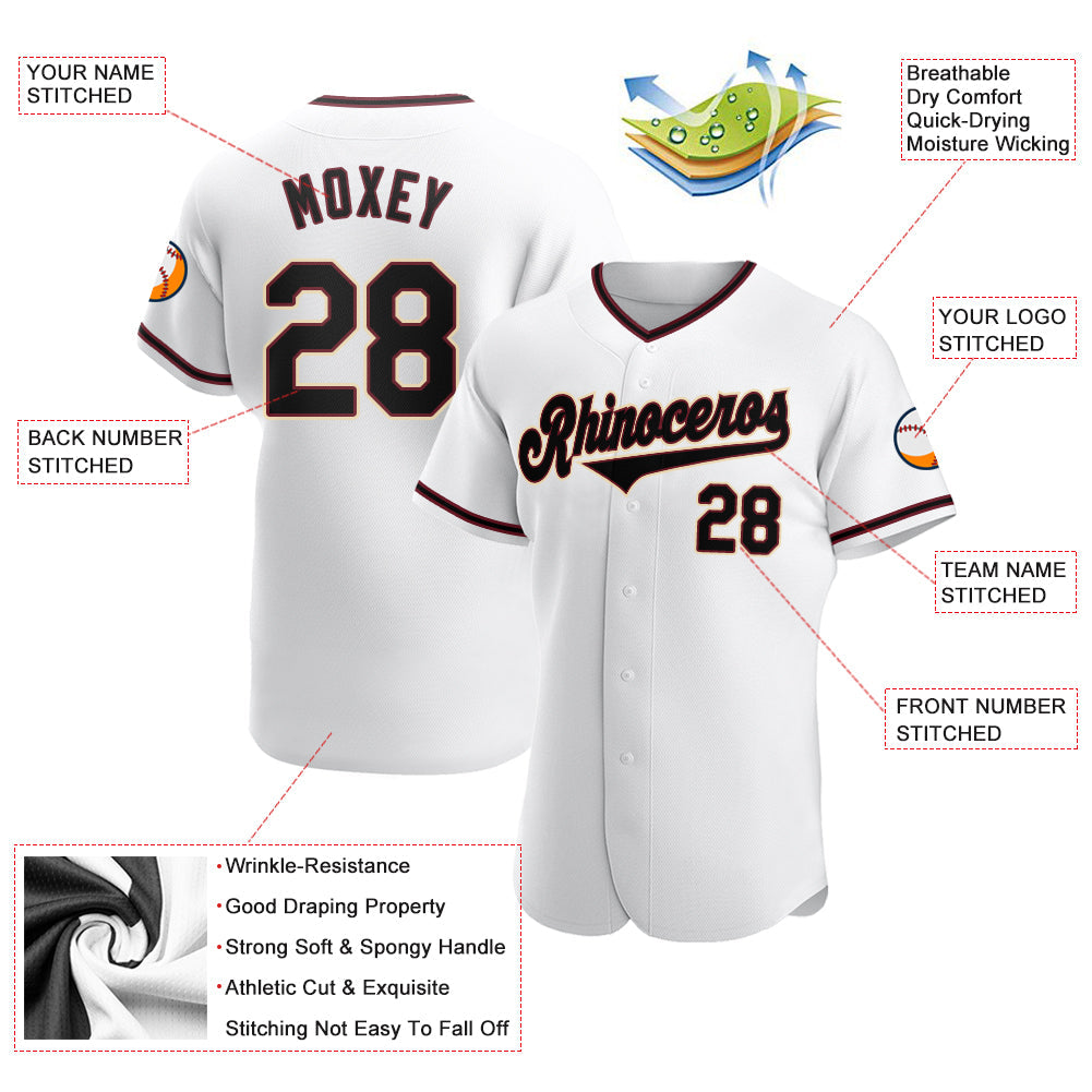 Custom White Black-Crimson Authentic Baseball Jersey - Sky-Custom