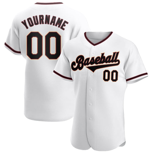 Custom White Black-Crimson Authentic Baseball Jersey - Sky-Custom