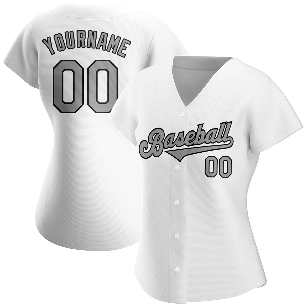 Custom White Gray-Black Authentic Baseball Jersey - Sky-Custom