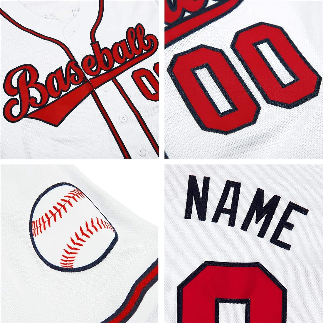 Custom White Red-Navy Authentic Baseball Jersey - Sky-Custom