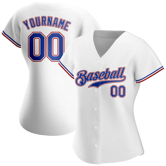 Custom White Royal-Red Authentic Baseball Jersey - Sky-Custom