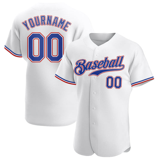 Custom White Royal-Red Authentic Baseball Jersey - Sky-Custom