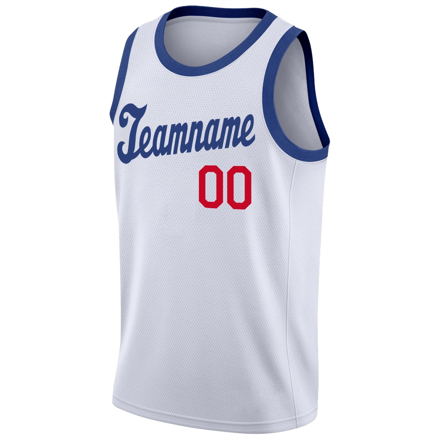 Custom White Royal-Red Round Neck Rib-Knit Basketball Jersey - Sky-Custom
