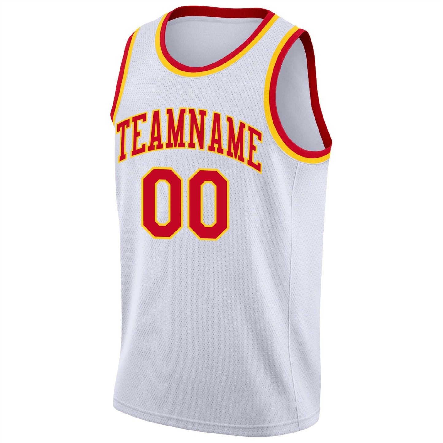 Custom White Red-Gold Round Neck Rib-Knit Basketball Jersey - Sky-Custom