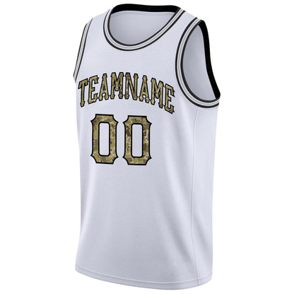 Custom White Camo-Black Round Neck Rib-Knit Basketball Jersey - Sky-Custom