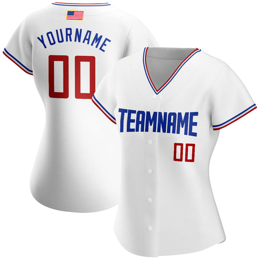 Custom White Red-Royal Authentic American Flag Fashion Baseball Jersey - Sky-Custom