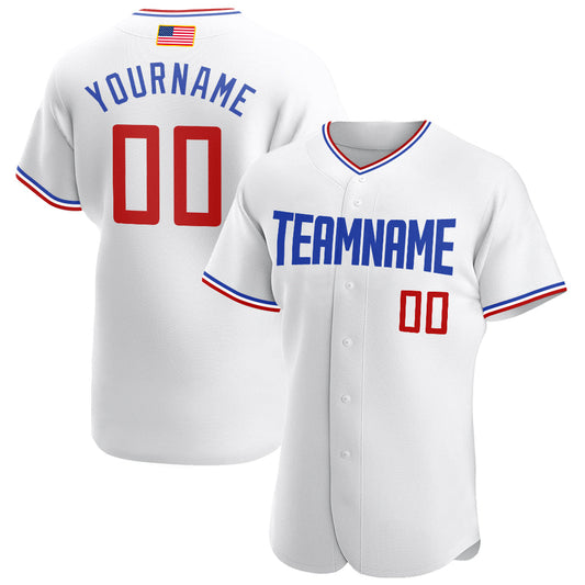 Custom White Red-Royal Authentic American Flag Fashion Baseball Jersey - Sky-Custom