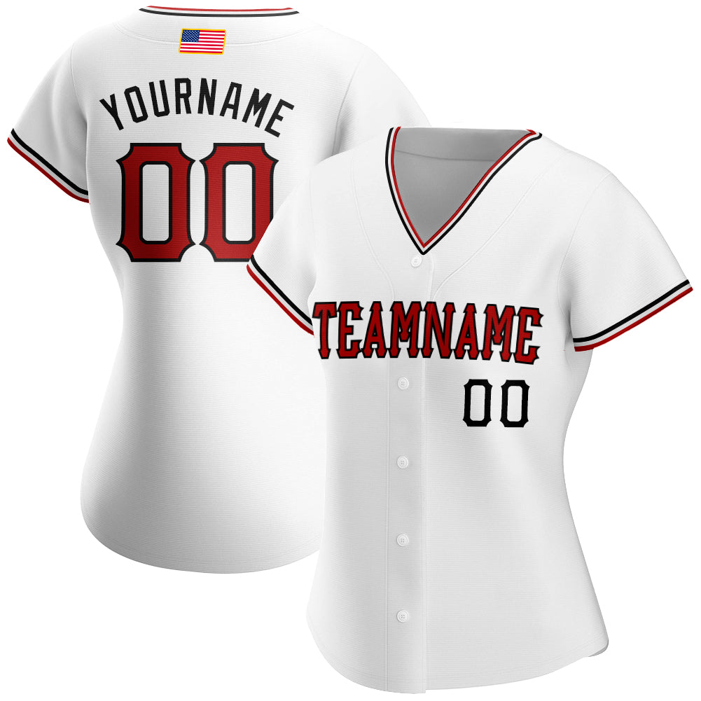 Custom White Red-Black Authentic American Flag Fashion Baseball Jersey - Sky-Custom