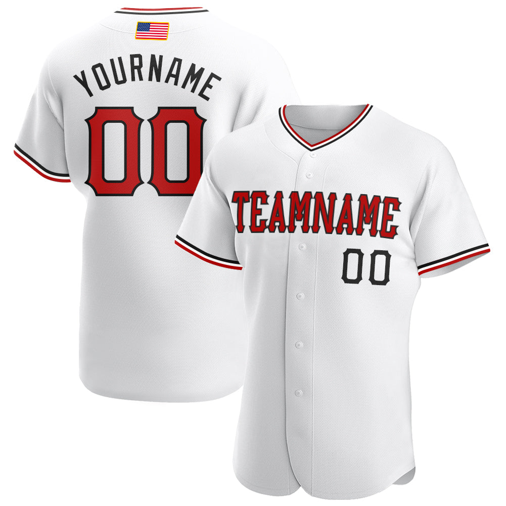 Custom White Red-Black Authentic American Flag Fashion Baseball Jersey - Sky-Custom