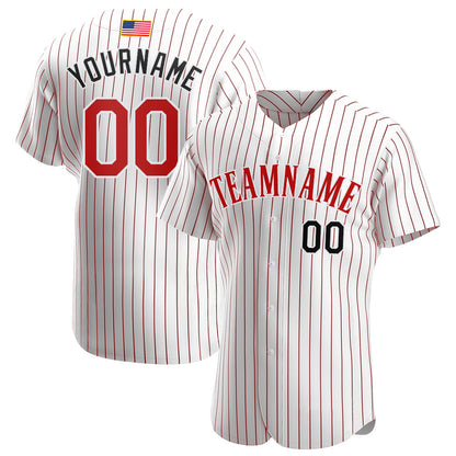 Custom White Red Pinstripe Red-Black Authentic American Flag Fashion Baseball Jersey - Sky-Custom