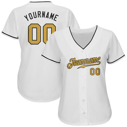 Custom White Old Gold-Black Authentic Baseball Jersey - Sky-Custom