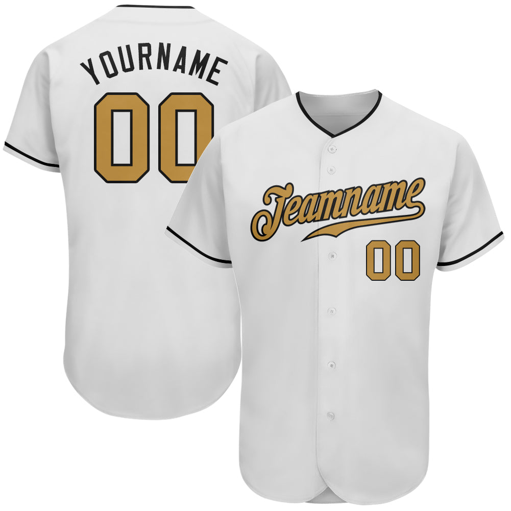 Custom White Old Gold-Black Authentic Baseball Jersey - Sky-Custom