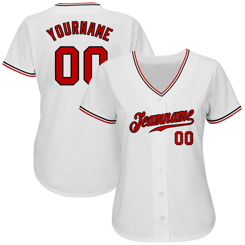 Custom White Red-Black Authentic Baseball Jersey - Sky-Custom