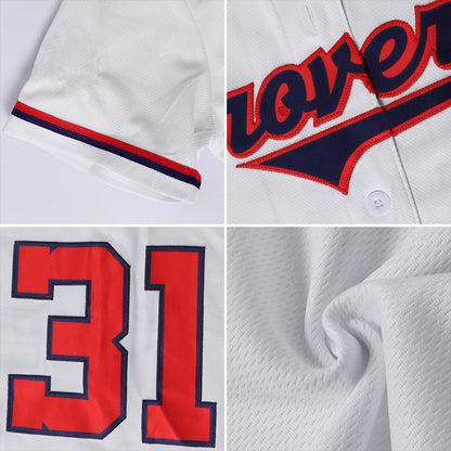 Custom White Red-Black Authentic Baseball Jersey - Sky-Custom
