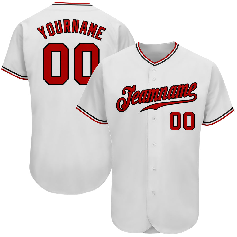 Custom White Red-Black Authentic Baseball Jersey - Sky-Custom