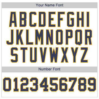 Custom White Navy-Gold Authentic Baseball Jersey - Sky-Custom