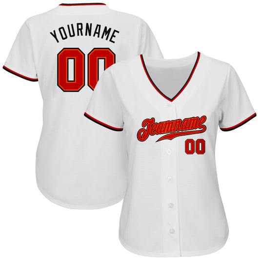 Custom White Red-Black Authentic Baseball Jersey - Sky-Custom