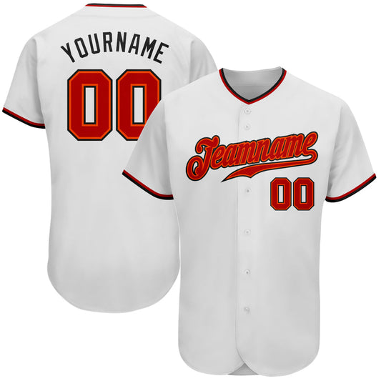 Custom White Red-Black Authentic Baseball Jersey - Sky-Custom