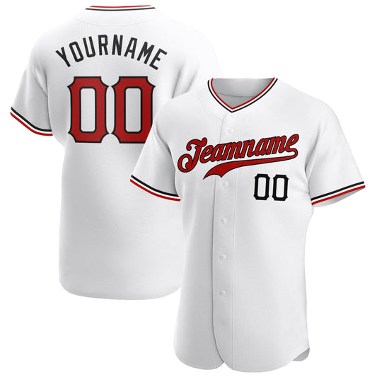Custom White Red-Black Authentic Baseball Jersey - Sky-Custom