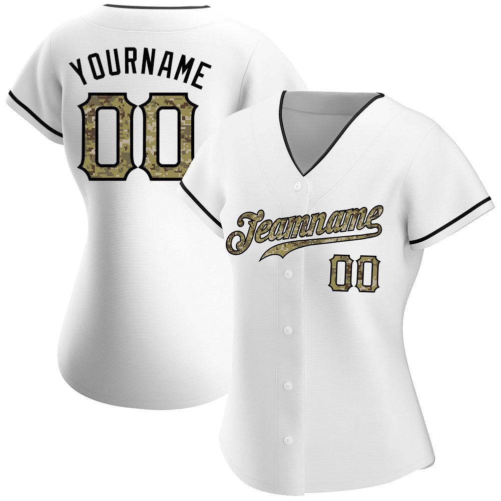 Custom White Camo-Black Authentic Baseball Jersey - Sky-Custom