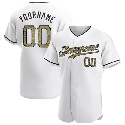 Custom White Camo-Black Authentic Baseball Jersey - Sky-Custom