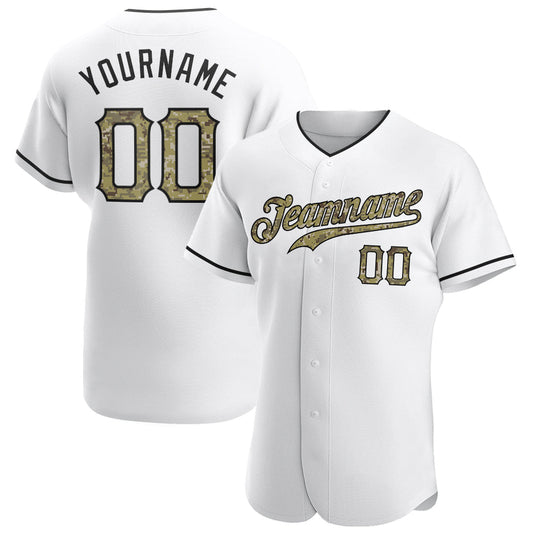 Custom White Camo-Black Authentic Baseball Jersey - Sky-Custom
