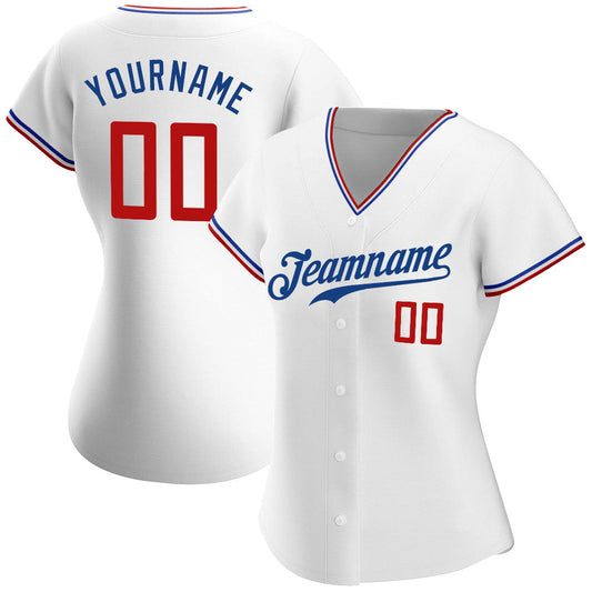 Custom White Red-Royal Authentic Baseball Jersey - Sky-Custom