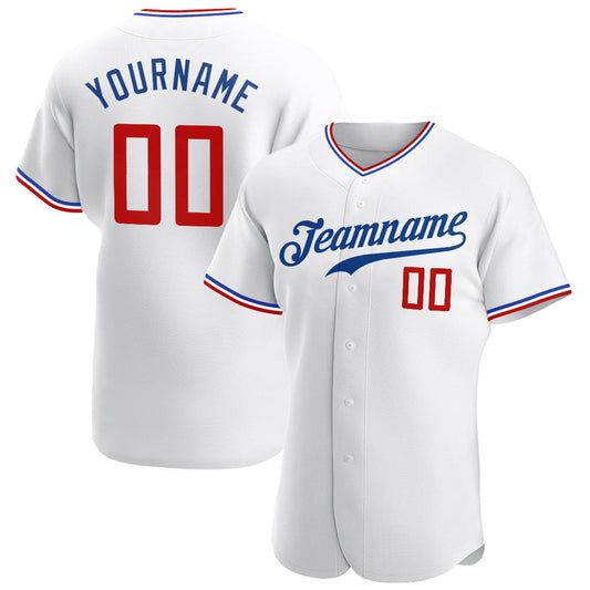 Custom White Red-Royal Authentic Baseball Jersey - Sky-Custom
