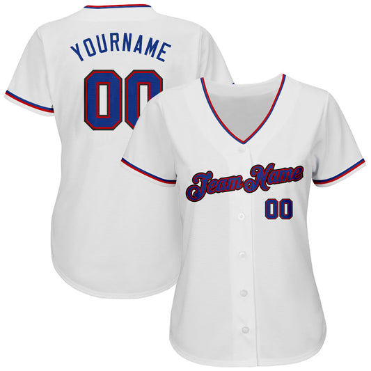 Custom White Royal-Red Authentic Baseball Jersey - Sky-Custom
