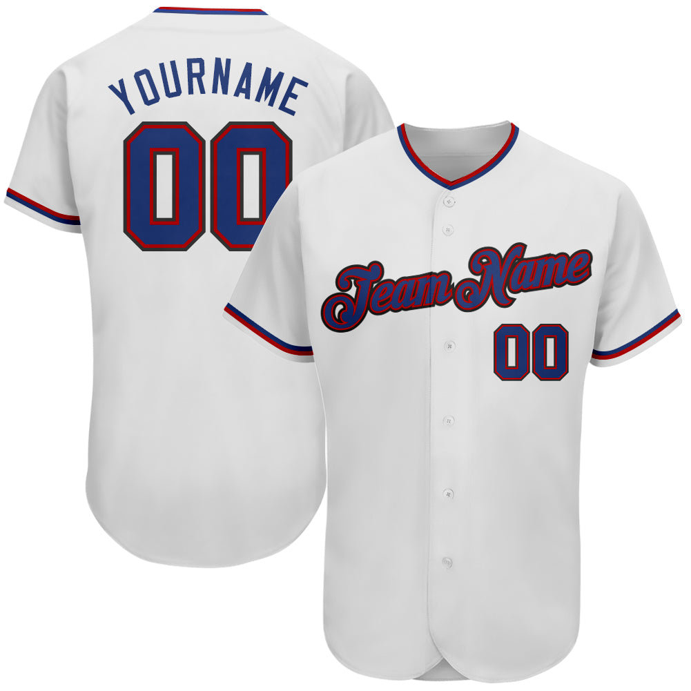 Custom White Royal-Red Authentic Baseball Jersey - Sky-Custom