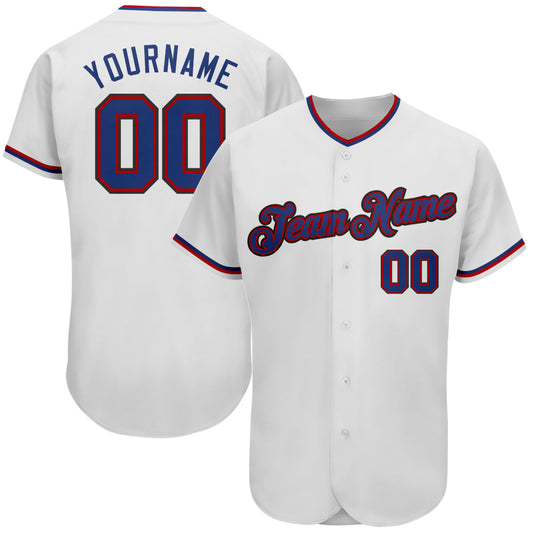 Custom White Royal-Red Authentic Baseball Jersey - Sky-Custom