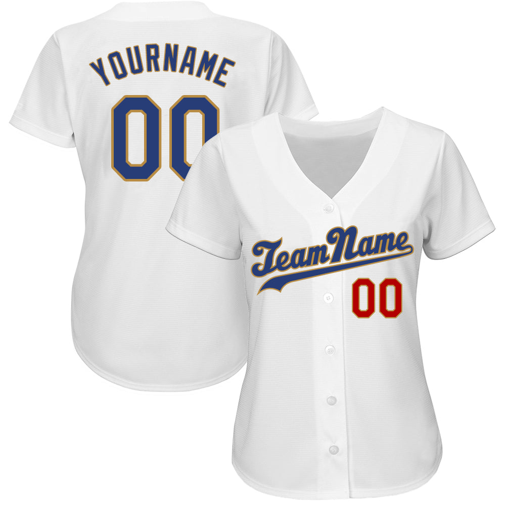 Custom White Royal-Old Gold Authentic Baseball Jersey - Sky-Custom