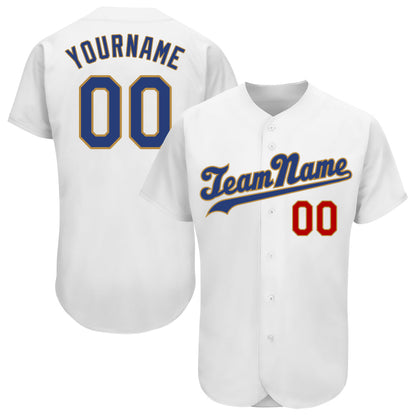 Custom White Royal-Old Gold Authentic Baseball Jersey - Sky-Custom