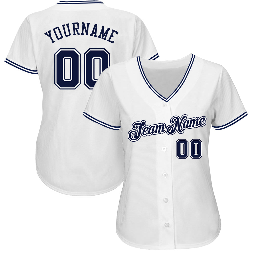 Custom White Navy Authentic Baseball Jersey - Sky-Custom