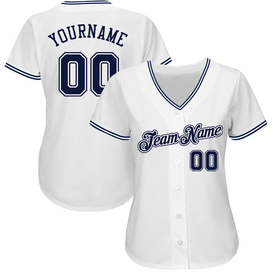 Custom White Navy Authentic Baseball Jersey - Sky-Custom
