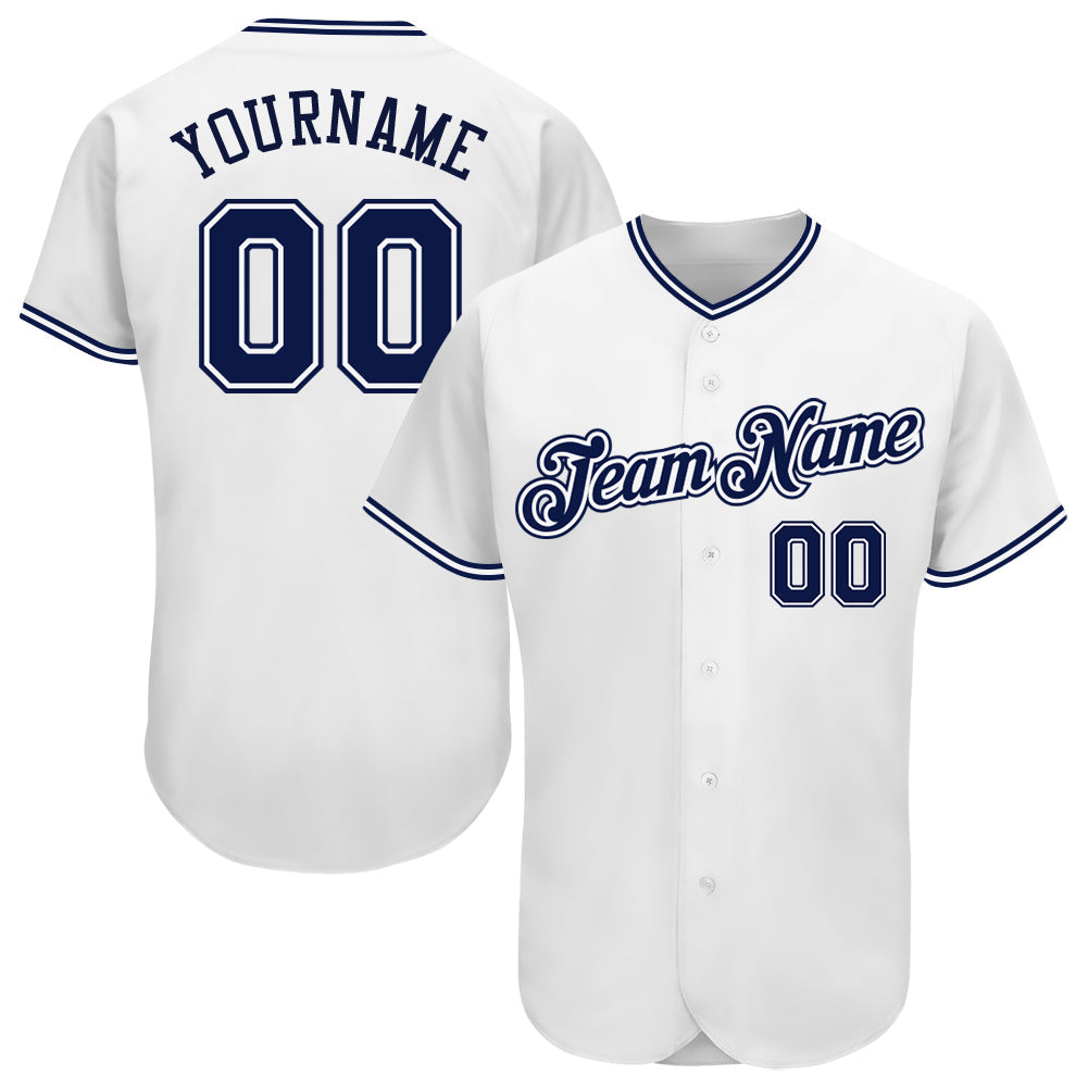 Custom White Navy Authentic Baseball Jersey - Sky-Custom