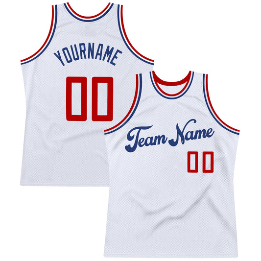 Custom White Red-Royal Authentic Throwback Basketball Jersey - Sky-Custom