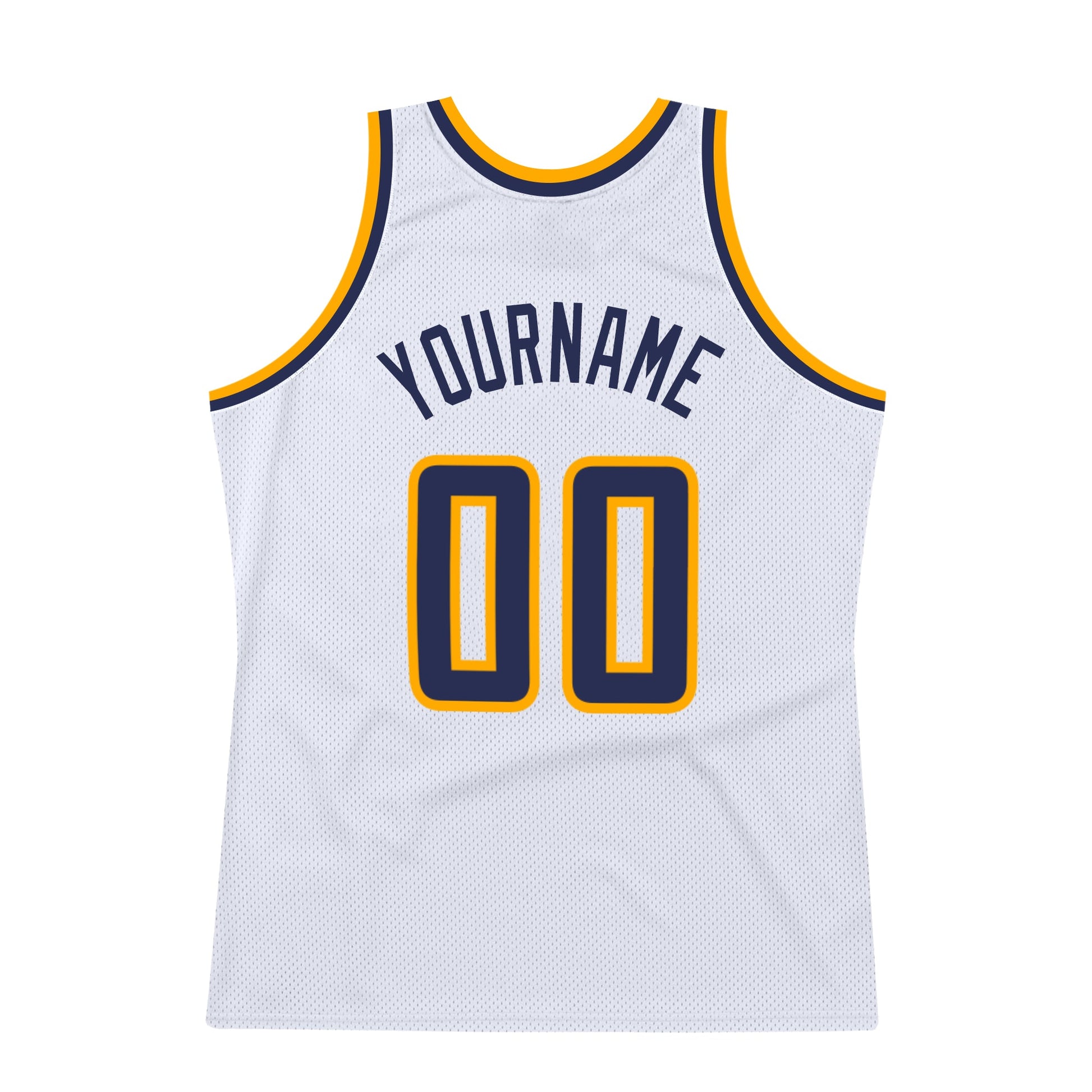 Custom White Navy-Gold Authentic Throwback Basketball Jersey - Sky-Custom