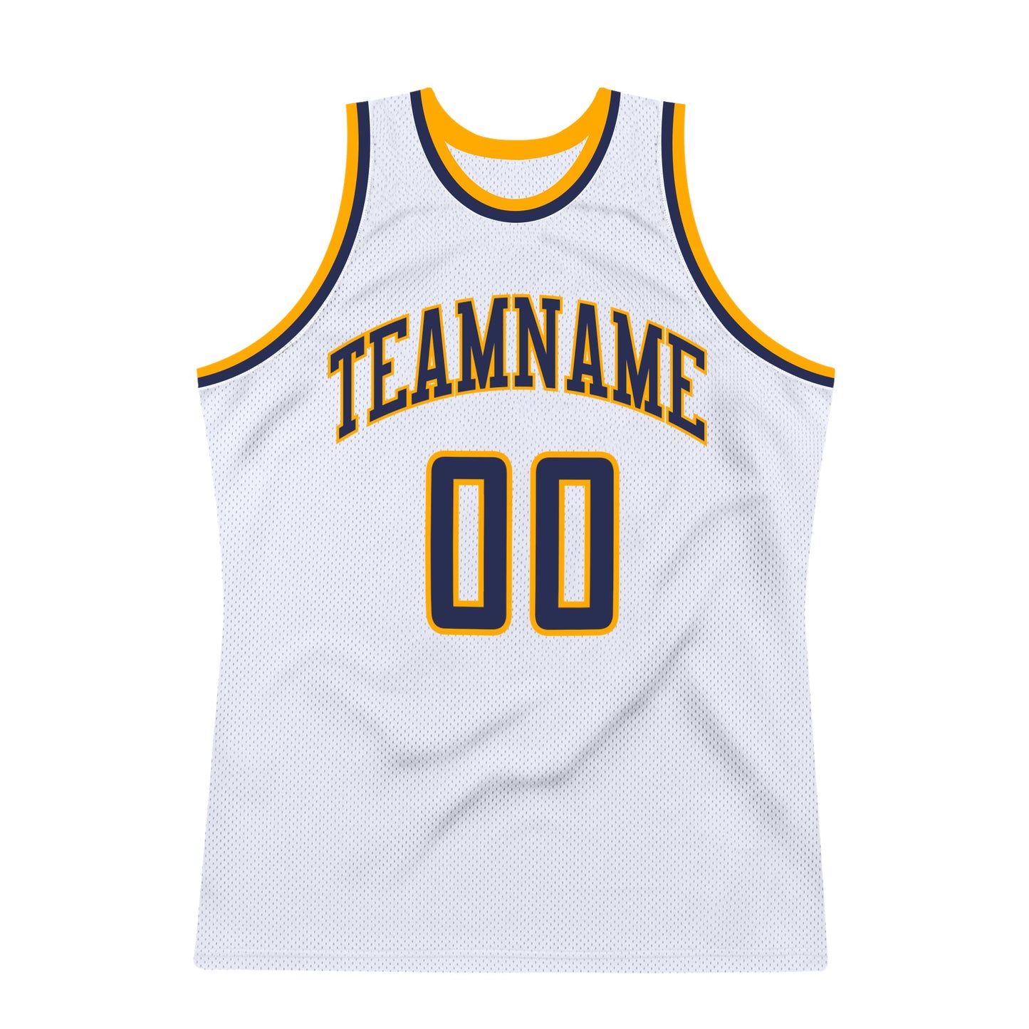 Custom White Navy-Gold Authentic Throwback Basketball Jersey - Sky-Custom